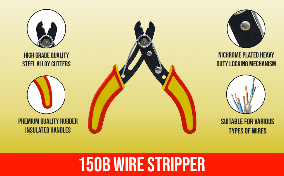 150b Stainless Steel Wire Striper and cutter Multipurpose Tool With Rubber Insulated Handles