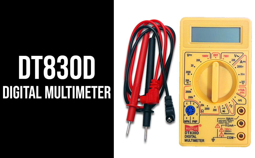 DT830D Digital Multimeter for Measuring AC and DC Current, Voltage and Resistance