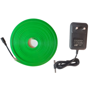 Vincentvolt Combo of 5m 12V Flexible Green color Neon LED Light with 12V 1amp Adapter
