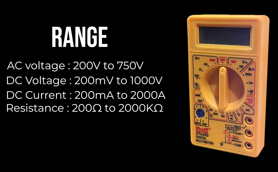 DT830D Digital Multimeter for Measuring AC and DC Current, Voltage and Resistance