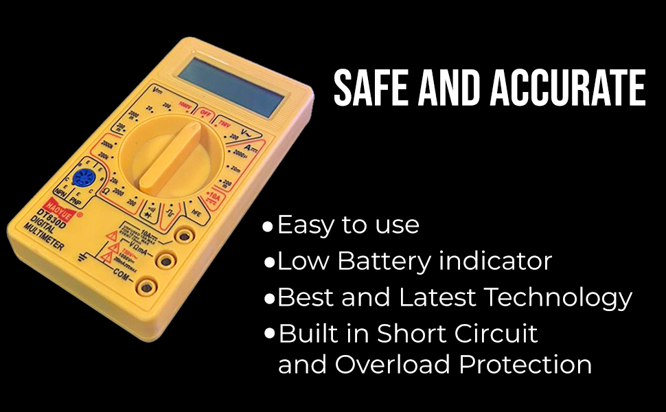 DT830D Digital Multimeter for Measuring AC and DC Current, Voltage and Resistance