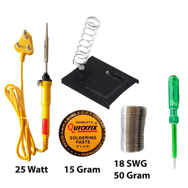 Combo of 5 in One Soldering Iron with Stand Paste Tester and wire
