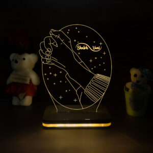 Vincentvolt Made In India Couple Hands With Customized Name Night Lamp In Warm White Color