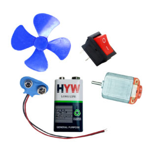 Vincentvolt Combo of 5 in One DIY Project Equipments 3volts Motor, Rocker Switch, 9volts Battery