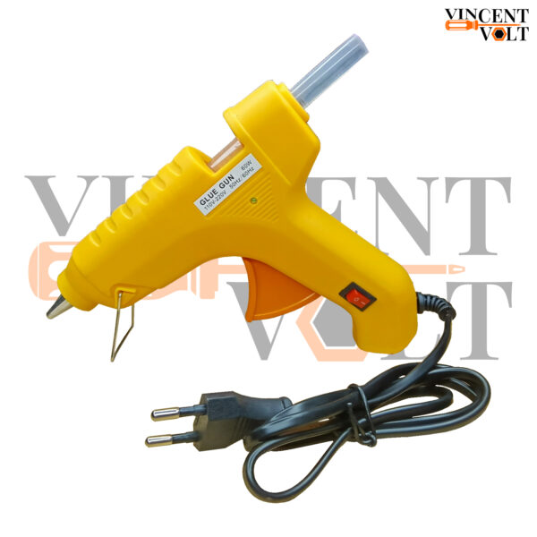 60watt High quality Yellow Color Hard plastic Body Stainless Steel Nozzle Hot Melt Glue Gun With Light Indicator