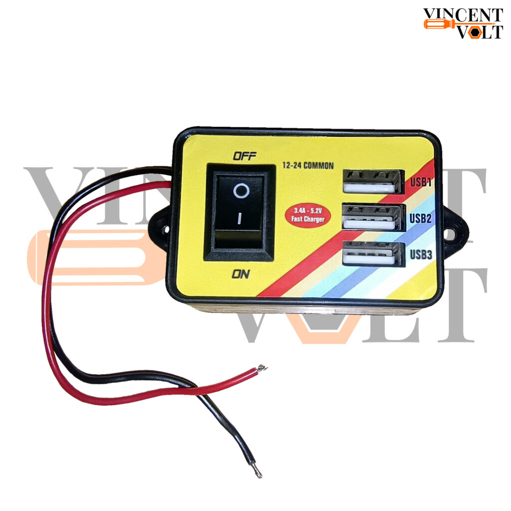 12V USB Charger with LED Indicator and On/Off Switch - Vincentvolt