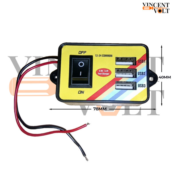 12V LED with USB Charger Indicator and OnOff Switch