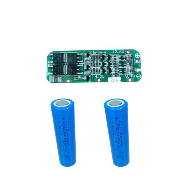 Vincentvolt Combo of 2000mAh 3.7V 18650 Li-ion lithium battery and 20A 12.6V Lithium Charger BMS Module