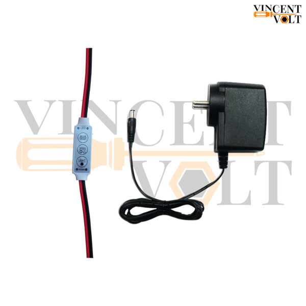 Vincentvolt LED Controller with 12V 2amp Power Supply Adapter or Charger