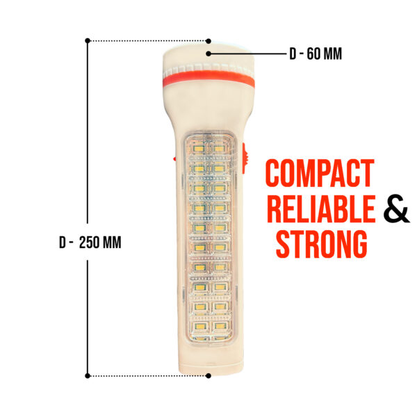 Vincentvolt Rechargeable 50W LED Torch with 20 SMD Side Light and 2 pin Plug at the Bottom