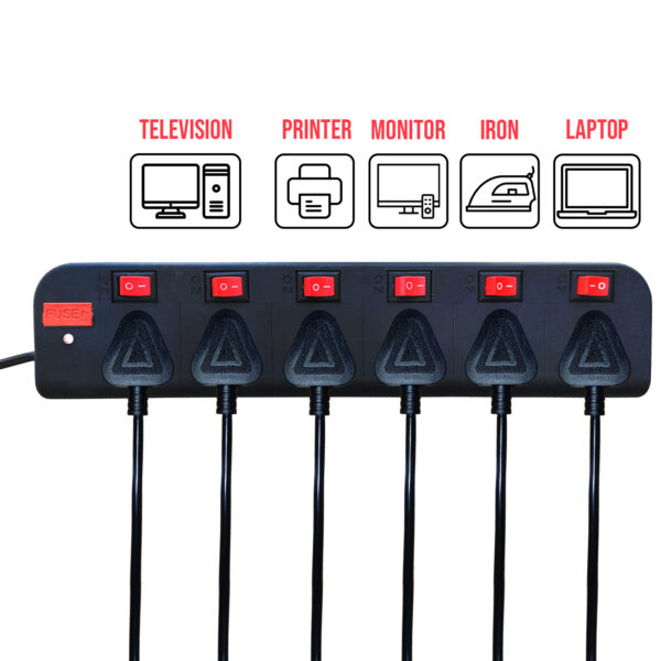 Vincentvolt Power Plate 5 Extension Board with 5 Universal Sockets, 1.5 Meter Long Cord, 1000 Watts, Child Safety Shutter, 3 Pin Multi Plug for Home Appliances (Black)