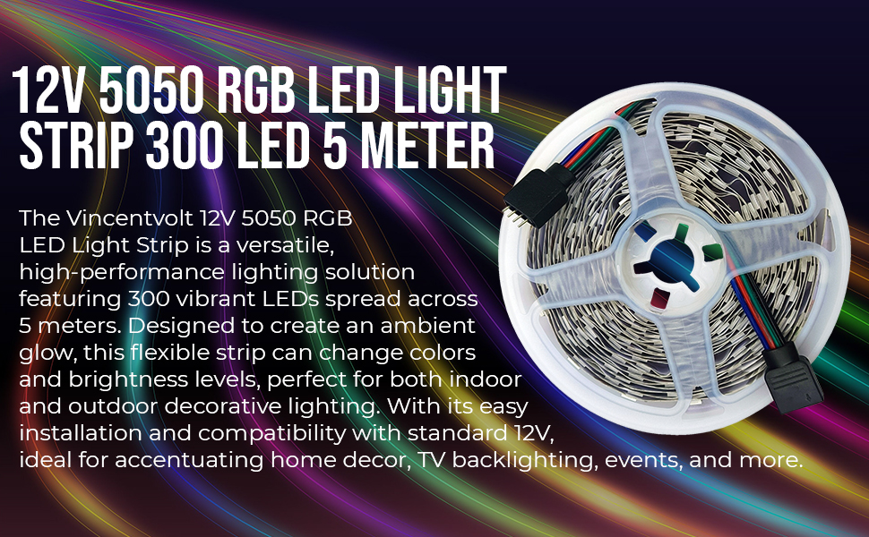 12V 5050 RGB LED Light Strip 300 LED 5 Meter