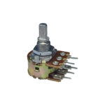 100K Dual Gang Rotary Potentiometer D Shape Shaft Handle 6 pin