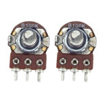 100K Dual Gang Rotary Potentiometer D Shape Shaft Handle 6 pin