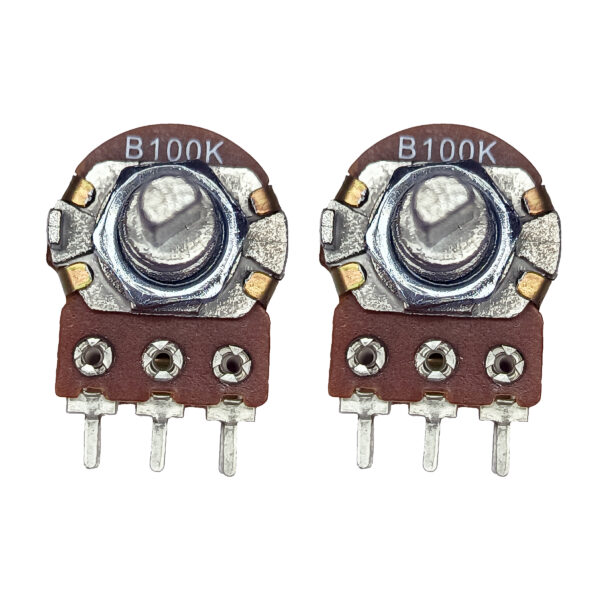 100K Dual Gang Rotary Potentiometer D Shape Shaft Handle 6 pin