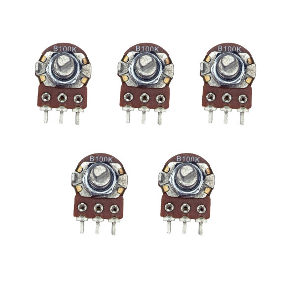 100K Dual Gang Rotary Potentiometer D Shape Shaft Handle 6 pin