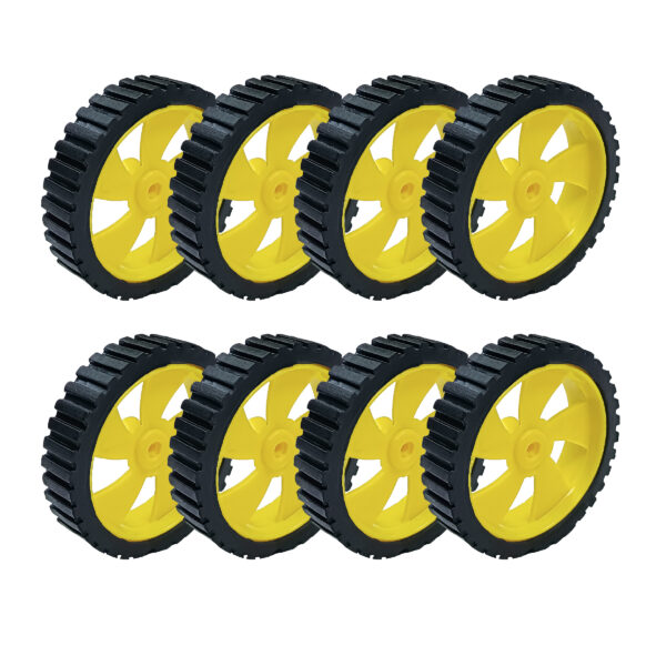 45mm x 12mm Durable Rubber Wheels Yellow Color 45mm Diameter for BO Motor