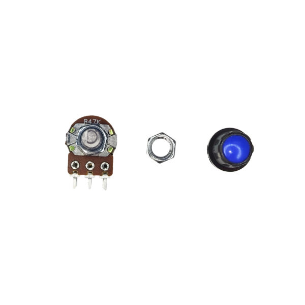 47K Dual Gang Rotary Potentiometer with Blue Color Knob or Cap D-Shape Shaft Handle 6-Pin