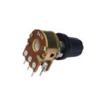 47K Dual Gang Rotary Potentiometer with Blue Color Knob or Cap D-Shape Shaft Handle 6-Pin