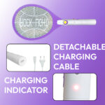 Heavy Duty Rechargeable Electric Fly Swatter Mosquito Racket Bat with COB Light Long Battery Life Made in India Multicolor