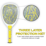 Rechargeable Electric Fly Swatter Mosquito Racket Bat with COB Light Long Battery Life Made in India Multicolor
