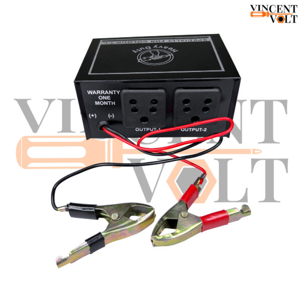 12 volt 100 watt DC to AC Converter with Two 240 volt Charging Output Metal Body Heavy Duty Converter Black Color
