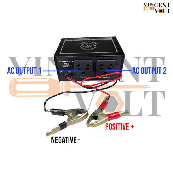 12 volt 100 watt DC to AC Converter with Two 240 volt Charging Output Metal Body Heavy Duty Converter Black Color