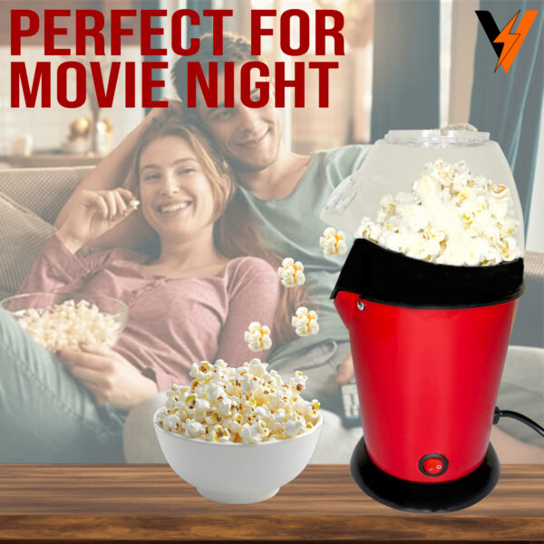 Hot Air Popcorn Popper Maker Oil Free Electric Popcorn Machine with Measuring Cup & Butter Melter, Fast Popping, BPA-Free, Red