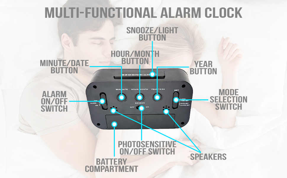 Digital Alarm Clock with Automatic Sensor, Large LCD Display for Time, Date, and Temperature, Ideal Table Clock for Home, Office, and Students (Black Digital) Digital Alarm Clock with Automatic Sensor, Large LCD Display for Time, Date, and Temperature, Ideal Table Clock for Home, Office, and Students (Black Digital)