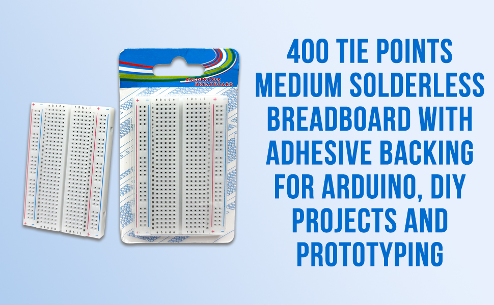 400 Tie Points Medium Solderless Breadboard with Adhesive Backing for Arduino (4) 400 Tie Points Medium Solderless Breadboard with Adhesive Backing for Arduino