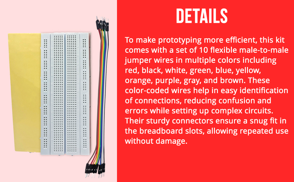 GL No 12 Solderless Breadboard – 830 Points Long Size Project Board with 10 Male to Male Colored Wires (2) GL No 12 Solderless Breadboard – 830 Points Long Size Project Board with 10 Male to Male Colored Wires