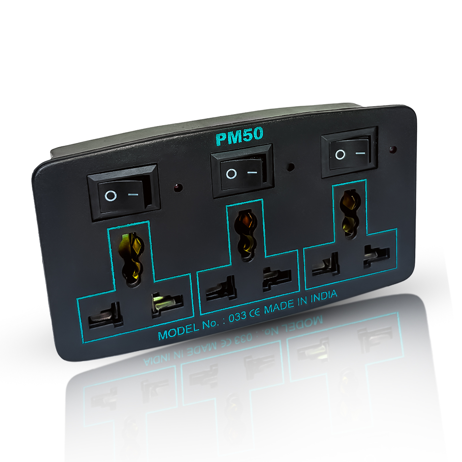 PM50 Triple Universal Socket Extension with Individual Power Switches – Model 033 (2) PM50 Triple Universal Socket Extension with Individual Power Switches – Model 033