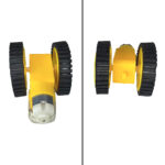 300 rpm BO Dual Shaft 3V – 9V DC Motor Straight with 45mm x 12mm Durable Rubber Wheels Yellow Color 45mm Diameter pack of 4 pair
