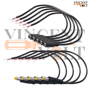 Combo of 5.5mm Male and Female DC Pin Jack Cable Connector with Wire