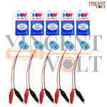 9 Volt Battery with Snap On Connector and 4 cm Alligator Clips
