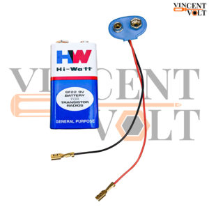 9 Volt Battery with Snap On Connector and Gold Female Terminal Clips