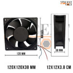 120x120x38mm 12V DC 0.70A Brushless Cooling Fan Model - AFB1212HHE 3 Wire High Speed Exhaust Fan