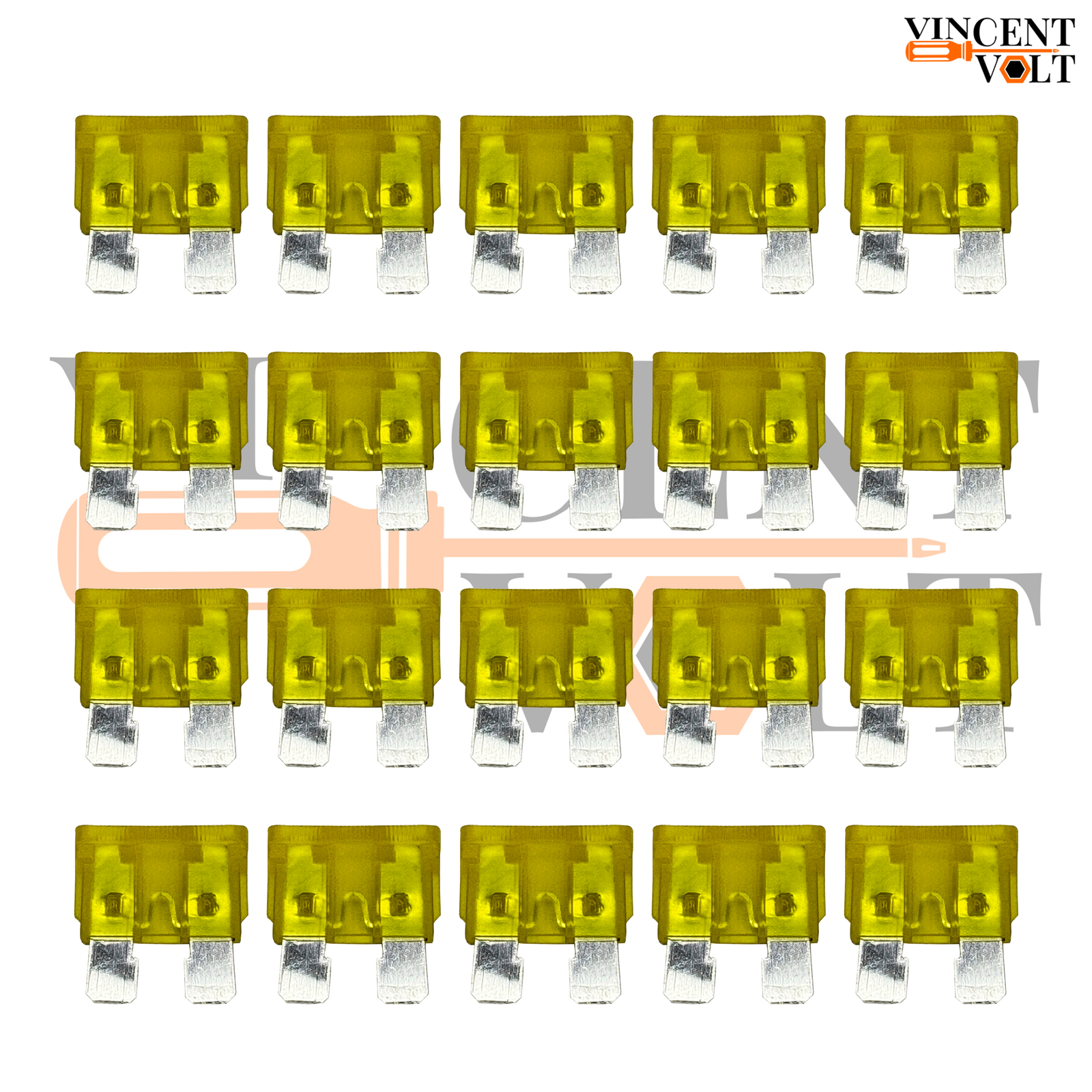 20A 32V ATC Blade Fuse – Standard Automotive Plug-in Car Fuse (Yellow) (4) 20A 32V ATC Blade Fuse – Standard Automotive Plug-in Car Fuse (Yellow)