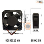 50x50x20mm 12V DC 0.18A Brushless Cooling Fan Model - CHD5012CB-AL 3 Wire High Speed Exhaust Fan
