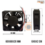 60x60x20mm 12V DC 0.18A Brushless Cooling Fan Model - 6020S 2 Wire High Speed Exhaust Fan