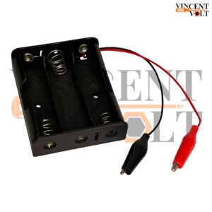 18650 Battery Holder Triple Cell 11.1V Plastic Case with Wire and 4 cm Alligator Clips